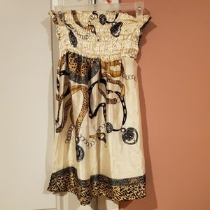 Satin cheetah design strapless dress/top